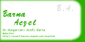 barna aczel business card